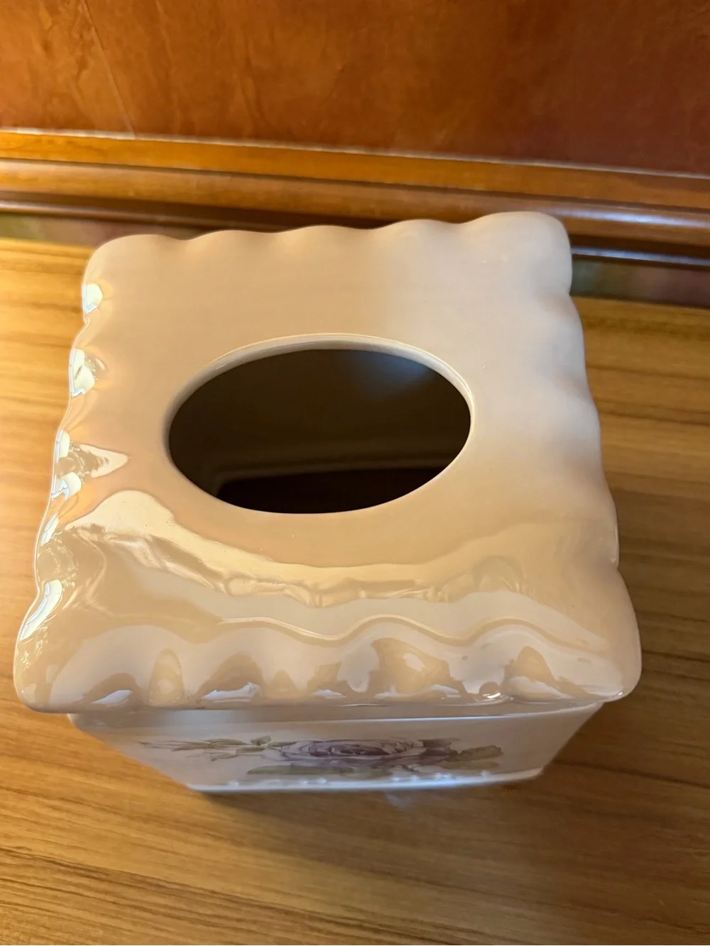 CROSCILL MARSEILLES PURPLE AMETHYST SAGE FLORAL (1) TISSUE BOX COVER 6x6.5